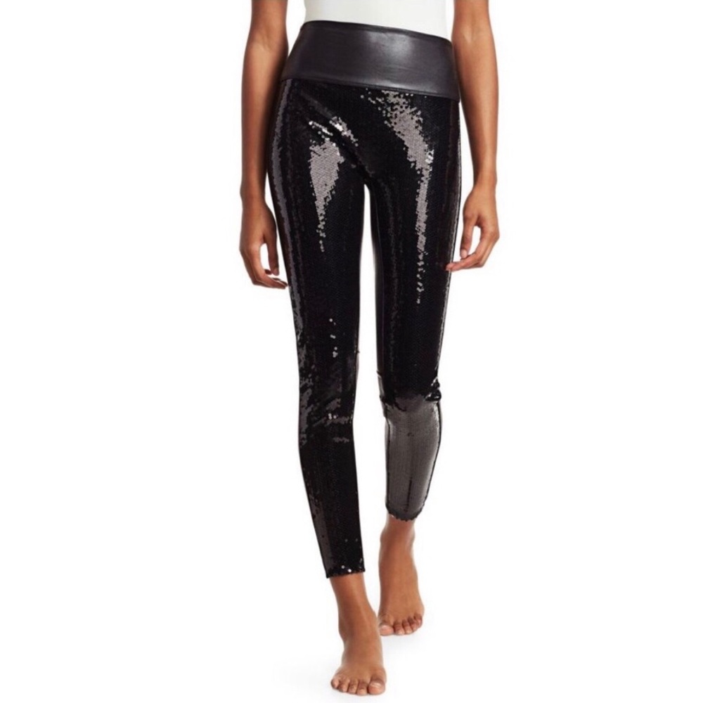 Spanx Faux Leather Sequin Leggings - Picture 1 of 7